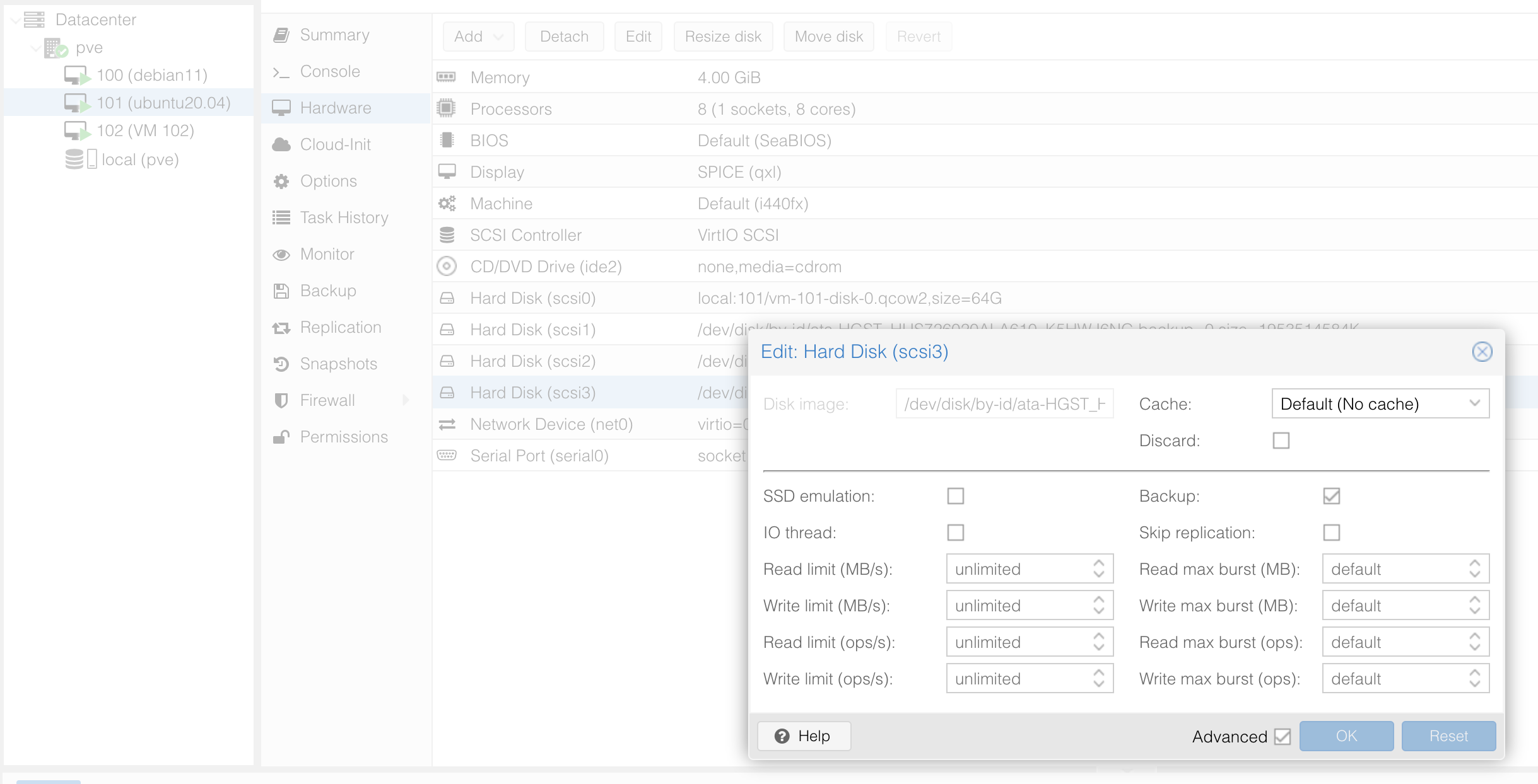 proxmox ve hard disk backup